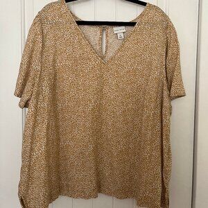Ava & Viv Short Flutter Sleeve Linen Blend Blouse 2X